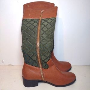 Nautica Orlie Green Quilted Knee High Boots Block Heel Riding Size 7